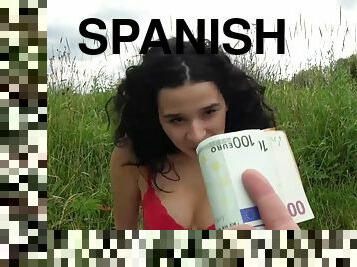 A hot Spanish teen Mia gets her tight pussy pounded for money