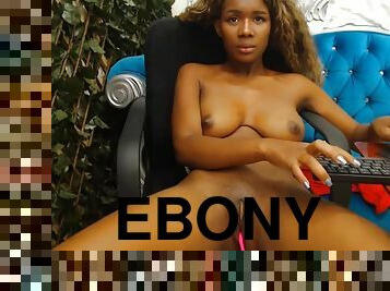 Curly ebony babe webcam solo masturbation