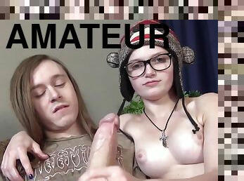 Nerd Girl Handjob Amateur