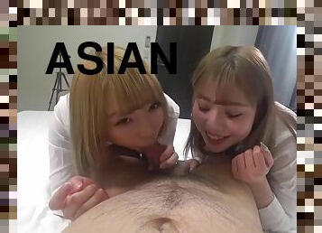 asian  double BJ- Handjob