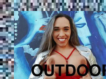 Latin-American mischievous teen in outdoor incredible xxx scene