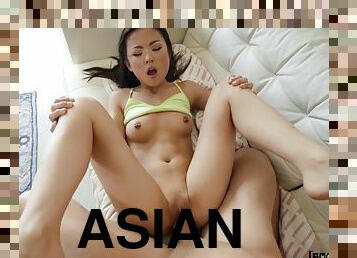 Frisky Asian Lulu Chu spreads legs to fuck