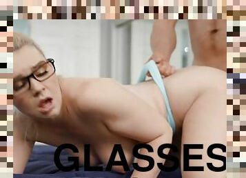 Blondie in glasses Layla Belle enjoys sex