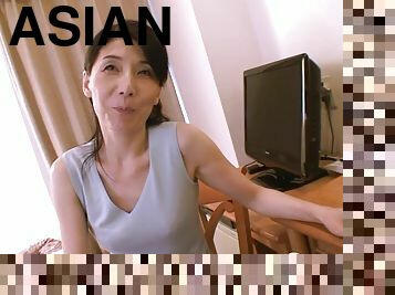 Asian MILF helps her stepson with sex learning