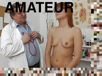 Amateur Redhead Woman With Glasses Needs Doctor's Help