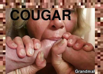 Two Guys Share Old Blonde Cougar