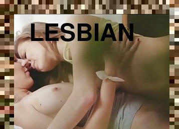 jia & violetta in erotic lesbian scene with kissing and pussy licking