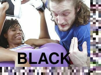 White lad invites black babe to ride his cock with her holes