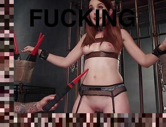 Redhead whore in hard sex bdsm training