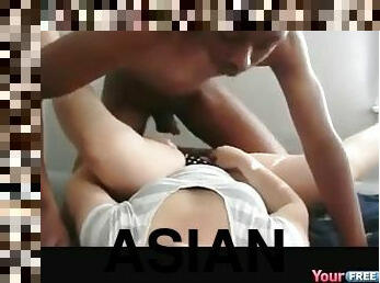 Asian Exchange Student First Black Cock