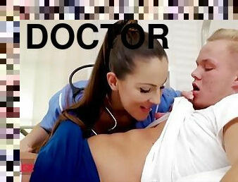 Lewd doctor with ponytail loves a young cock