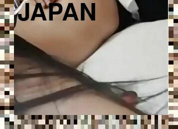Toying japanese teen babe