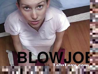 She pays a guy with blowjob cumshot facial, and then some ...