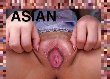 asiatisk, masturbation, brudar, pov, webbkamera, ensam, koreansk, brunett, blottande