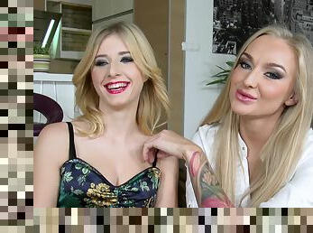 Sexual blonde sluts threesome dirty sex scene