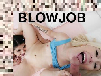 blowjob-seks-dengan-mengisap-penis, remaja, gambarvideo-porno-secara-eksplisit-dan-intens, bertiga, sudut-pandang, berambut-pirang, mengagumkan