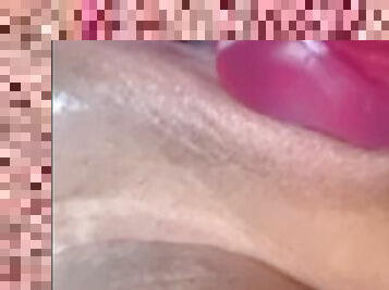 Chubby girl fucks herself with pink dildo