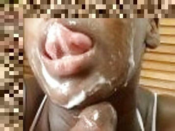 The Ebony Blowjob Queen Mastermeat1 Takes Huge Cumload Multiple Times Facial Load Too - Jhodez