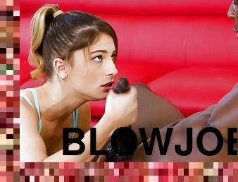 Bouncy Ball - interracial workout and blowjob starring Kristen Scott