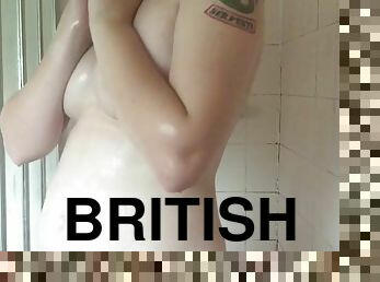 A Short Haired Tattooed Pawg Showering - British