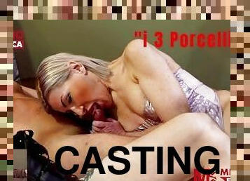 amateur, casting, trio, blonde, italien