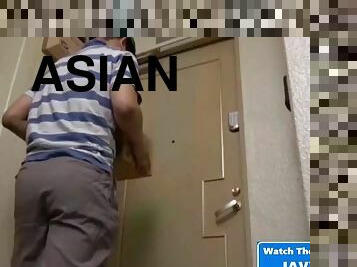 Asian milf fucks the postal boy