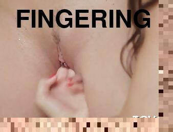 Chicks lick and finger holes