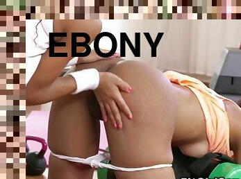 rumpe, sport, ebony, lesbisk, svart, rumpe-booty, gym