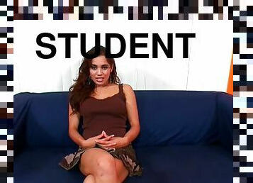 SCOUT69 - Cute Latina student picks up and seduces for interracial casting