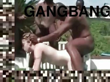 Gangbang Archive Pale white slut stuffed with BBC bulls