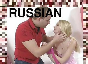 Russian floosy amateur blonde Kiara Knight enjoys sex action
