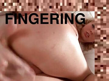 Finger blasting a hot teen with big titties