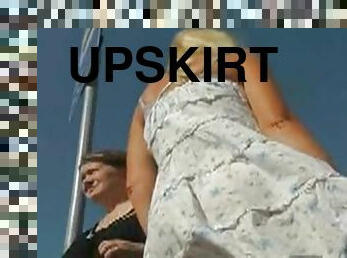 utendørs, milf, tenåring, compilation, skjørtet, truser