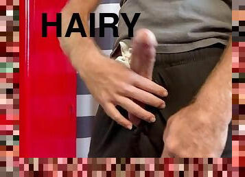 Big precum and cumshot in hairy morning wood