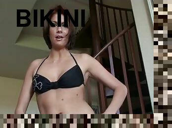 thailändsk, bikini, brunett