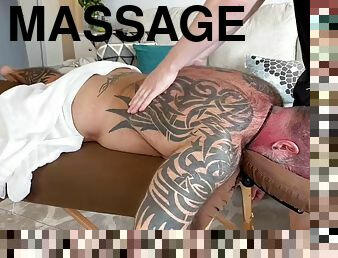 Horny uncle gets hard during massage and gets sucked by masseur