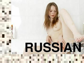 Luscious Russian girlfriend Gloria poses for the era