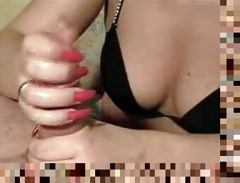 Long fingernails on handjob wife