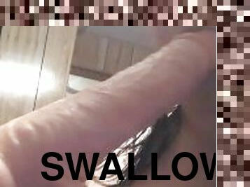 Femboy swallows 7 inch dildo