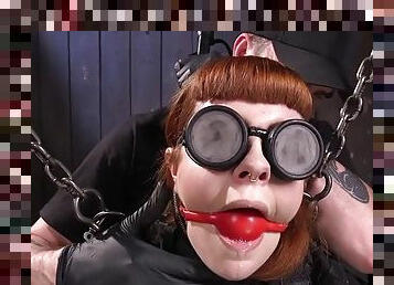 Obedient redhead BDSM babe gets whipped by CMNF owner