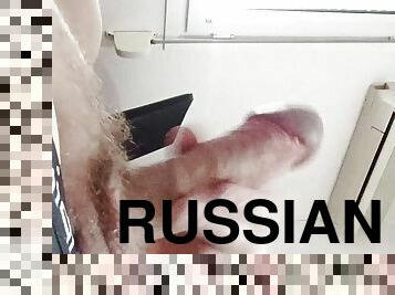 Russian guy jerking off a huge cock  #12