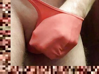 Cumshot in pink G String