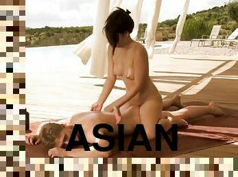 Making her lover relax in asia