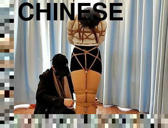 アジアの, bdsm, フェティッシュ, 箝口, 中国人, ボンデージ, 支配, ブルネット