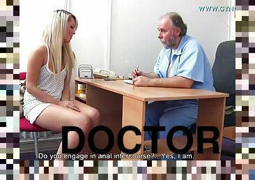 Blonde teen gets naked for a hot doctors exam