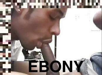 Horny ebony shemale gets her tight ass fucked deep
