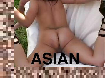 asiatisk, utomhus, anal, avsugning, cumshot, blandade-raser, leksak, porrstjärna, ansiktssprut, naturlig