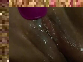 juicy pussy dripping in cum from vibrating tongue licking it