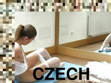 Tired and stressed czech ballerina valerie masturbates after rehearsal