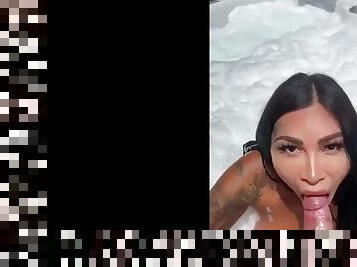 Instagram model sucks cock in jacuzzi